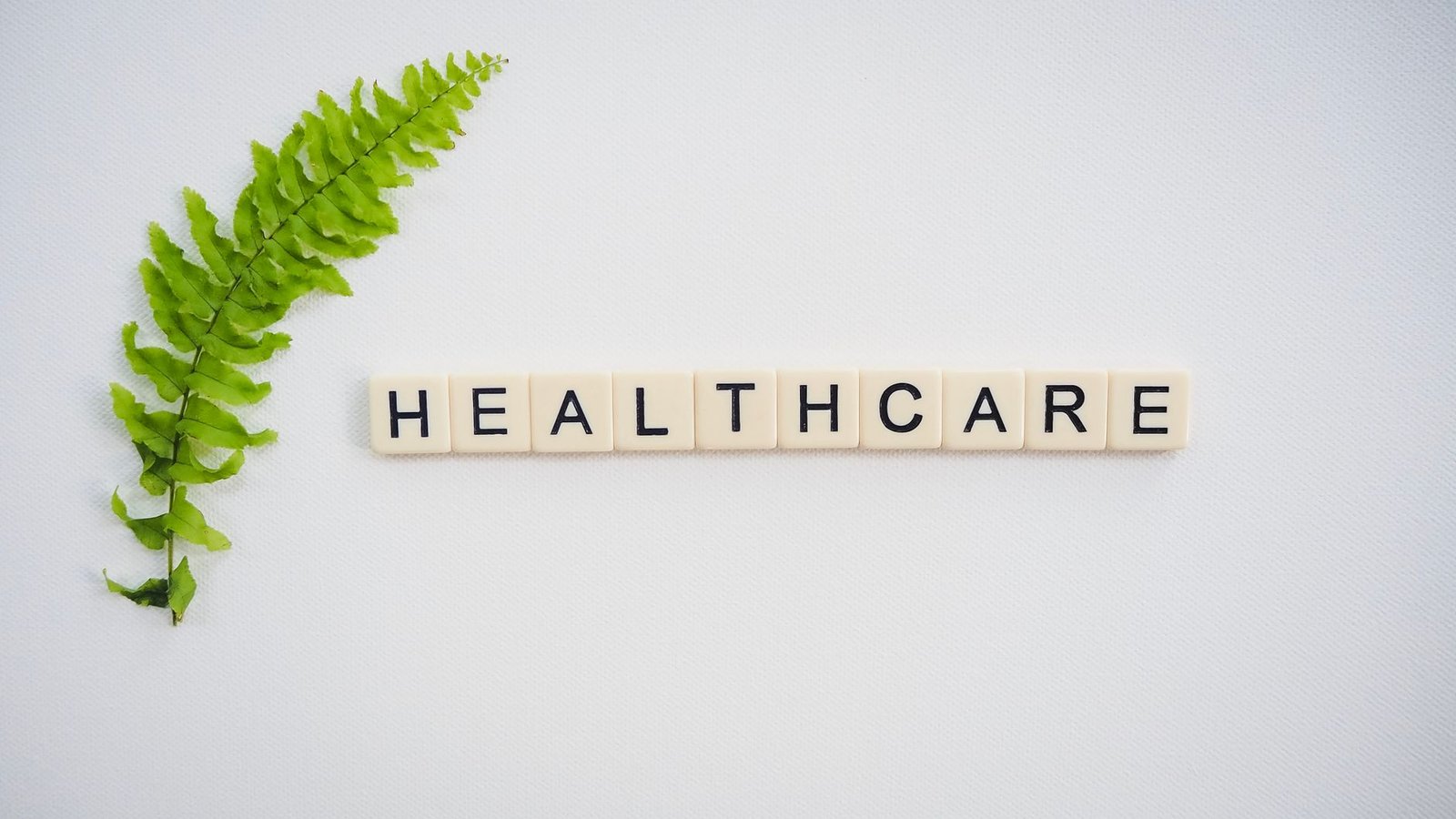 Healthcare word spelled with Scrabble tiles next to a green fern leaf on a white background. — Best Way To Test Your Sexual H